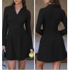 imageCHARTOU Women Long Sleeve Fall Mini Dress Casual A Line Fleece Lined Lapel Tennis DressesBlack