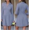 imageCHARTOU Women Long Sleeve Fall Mini Dress Casual A Line Fleece Lined Lapel Tennis DressesBlue
