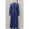 imageCHARTOU Women Long Sleeve Flowy Dresses Contrast Trim Patchwork Button Down Shirt Long Dress with BeltBlue
