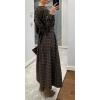 imageCHARTOU Women Long Sleeve Plaid Dress Front Half Button Flowy Gingham Long Casual Shirt Dresses with BeltGreen