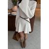 imageCHARTOU Women Rib Knitted Sweater Dress Fall Crewneck Flared Long Sleeve Ruffle Peplum Mini Dress with BeltBeige