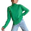 imageCHARTOU Women Turtleneck Sweater Fall Fashion Batwing Sleeve Jumper Elegant Short Knitted Pullover TopsGreen