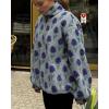 imageCHARTOU Womens Half Zip Floral Sherpa Fleece Pullover Stand Collar Oversized Sweatshirt Cute Long Sleeve TopBlue