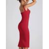 imageCHARTOU Womens Sexy Tight Sleeveless Bodycon Tank Midi Dress Stretch Plain Lace Trim Square Neck Party DressRed