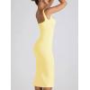 imageCHARTOU Womens Sexy Tight Sleeveless Bodycon Tank Midi Dress Stretch Plain Lace Trim Square Neck Party DressYellow