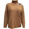 imageCHARTOU Womens Trendy Cold Shoulder Long Sleeves Turtleneck Knit Sweater KnitwearKhaki