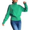 imageCHARTOU Women Turtleneck Sweater Fall Fashion Batwing Sleeve Jumper Elegant Short Knitted Pullover TopsGreen