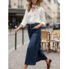 imageCHARTOU Women Denim Long Skirt Asymmetrical Patchwork Hem Buttoned High Waist A Line Maxi Jean SkirtBlue