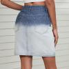 imageCHARTOU Womens Classic Fit High Waist Dip Dye Gradient Denim Jean Pencil Short SkirtGradient Blue