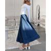 imageCHARTOU Womens High Waist Maxi Jean Skirt Pleated Loose Swing Flare Hem Flowy Long Denim SkirtDark Blue