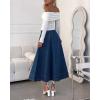 imageCHARTOU Womens High Waist Maxi Jean Skirt Pleated Loose Swing Flare Hem Flowy Long Denim SkirtDark Blue