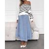 imageCHARTOU Womens High Waist Maxi Jean Skirt Pleated Loose Swing Flare Hem Flowy Long Denim SkirtLight Blue