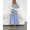 imageCHARTOU Womens High Waist Maxi Jean Skirt Pleated Loose Swing Flare Hem Flowy Long Denim SkirtLight Blue