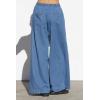 imageCHARTOU Lightweight Denim Palazzo Pants for Women Baggy Wide Leg Jeans Elastic Waist Loose TrousersLight Blue