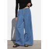 imageCHARTOU Lightweight Denim Palazzo Pants for Women Baggy Wide Leg Jeans Elastic Waist Loose TrousersLight Blue