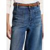 imageCHARTOU Straight Wide Leg Jeans for Women Baggy Boyfriend High Waist Stretchy Denim PantsBlue