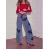 imageCHARTOU Women Baggy Jeans Cute Straight Wide Leg High Waist Denim Pants Y2k Distressed Jeans with PocketsBlue