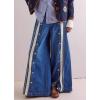 imageCHARTOU Women Mid Rise Flare Wide Leg Baggy Jeans Retro Front Snap Buttons Cargo Pants Denim JeansBlue
