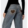 imageCHARTOU Womens Baggy Wide Leg Leopard Heart Denim Vintage Low Rise Straight JeansBlue