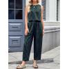 imageCHARTOU Womens Lightweight 2 Pieces Outfits Plaid Tank Vest Capri Wide Leg Pants Sets Loose Fit Lounge SetsDark Green