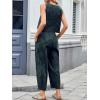 imageCHARTOU Womens Lightweight 2 Pieces Outfits Plaid Tank Vest Capri Wide Leg Pants Sets Loose Fit Lounge SetsDark Green