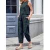 imageCHARTOU Womens Lightweight 2 Pieces Outfits Plaid Tank Vest Capri Wide Leg Pants Sets Loose Fit Lounge SetsDark Green