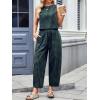 imageCHARTOU Womens Lightweight 2 Pieces Outfits Plaid Tank Vest Capri Wide Leg Pants Sets Loose Fit Lounge SetsDark Green