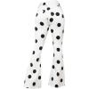 imageCHARTOU Womens Retro High Rise Polka Slim Fit Dot Bell Bottom Denim JeansWhite