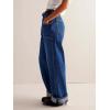 imageCHARTOU Womens Vintage Mid Rise Jeans Button Loose Denim Pants Straight Wide Leg Long Pants with PocketsDark Blue