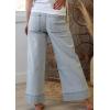 imageCHARTOU Womens Wide Leg Jeans High Waisted Zimbaplatinum Denim Pants Striped Baggy Jeans with PocketsLight Blue