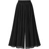 imageCHARTOU Womens Loose Chiffon Elastic Waist Pleated Cropped Wide Leg Pants PalazzoBlack