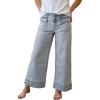 imageCHARTOU Womens Wide Leg Jeans High Waisted Zimbaplatinum Denim Pants Striped Baggy Jeans with PocketsLight Blue