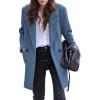 imageCHARTOU Mid Long Winter Coats for Women 2024 Double Breasted Wool Pea Coats Trench Thicken Tweed OvercoatBlue