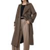 imageCHARTOU Women Elegant Double Breast Wool Trench Coat Lapel Casual Long Pea Overcoat with BeltCoffee