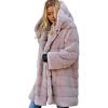 imageCHARTOU Women Shaggy Faux Fur Coat with Hood Thick Warm Overcoat Long Puffer Coat Fluffy Jacket WinterPink