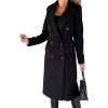imageCHARTOU Womens Winter Wool Blend Double Breasted Slim Long Trench Coat OvercoatBlack