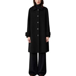 imageCHARTOU Women Long Winter Pea Trench Coat Single Breast Wool Blend Midi Long OvercoatBlack