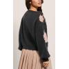 imageCHARTOU Oversized Floral Sweater for Women Casual Crew Neck Fall Pullover Sweater TopsGrey