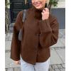 imageCHARTOU Women Crop Pea Coat Wool Blend Winter Loose Casual Short Jacket OutwearCoffee