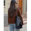 imageCHARTOU Women Crop Pea Coat Wool Blend Winter Loose Casual Short Jacket OutwearCoffee