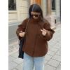 imageCHARTOU Women Crop Pea Coat Wool Blend Winter Loose Casual Short Jacket OutwearCoffee