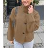 imageCHARTOU Women Crop Pea Coat Wool Blend Winter Loose Casual Short Jacket OutwearKhaki