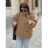 imageCHARTOU Women Crop Pea Coat Wool Blend Winter Loose Casual Short Jacket OutwearKhaki