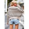 imageCHARTOU Women Loose Crew Neck Cable Knit Sweater Fall Ribbed Long Sleeve Knitted Sweater Pullover JumperApricot Stripe