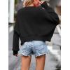 imageCHARTOU Women Loose Crew Neck Cable Knit Sweater Fall Ribbed Long Sleeve Knitted Sweater Pullover JumperBlack