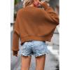 imageCHARTOU Women Loose Crew Neck Cable Knit Sweater Fall Ribbed Long Sleeve Knitted Sweater Pullover JumperCoffee