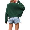 imageCHARTOU Women Loose Crew Neck Cable Knit Sweater Fall Ribbed Long Sleeve Knitted Sweater Pullover JumperGreen