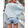 imageCHARTOU Women Loose Crew Neck Cable Knit Sweater Fall Ribbed Long Sleeve Knitted Sweater Pullover JumperLight Blue