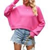 imageCHARTOU Women Loose Crew Neck Cable Knit Sweater Fall Ribbed Long Sleeve Knitted Sweater Pullover JumperRosy