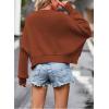imageCHARTOU Women Loose Crew Neck Cable Knit Sweater Fall Ribbed Long Sleeve Knitted Sweater Pullover JumperRust Red